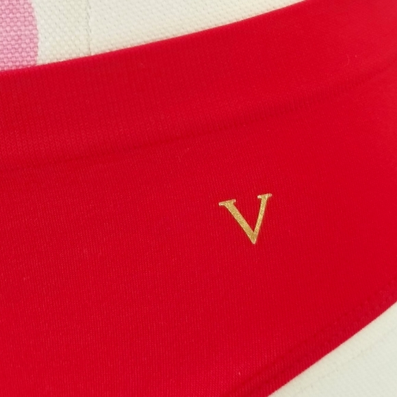 Victoria's Secret High Leg Brief High Waist Red Panty Gold Iconic V Logo NWT - Picture 5 of 12